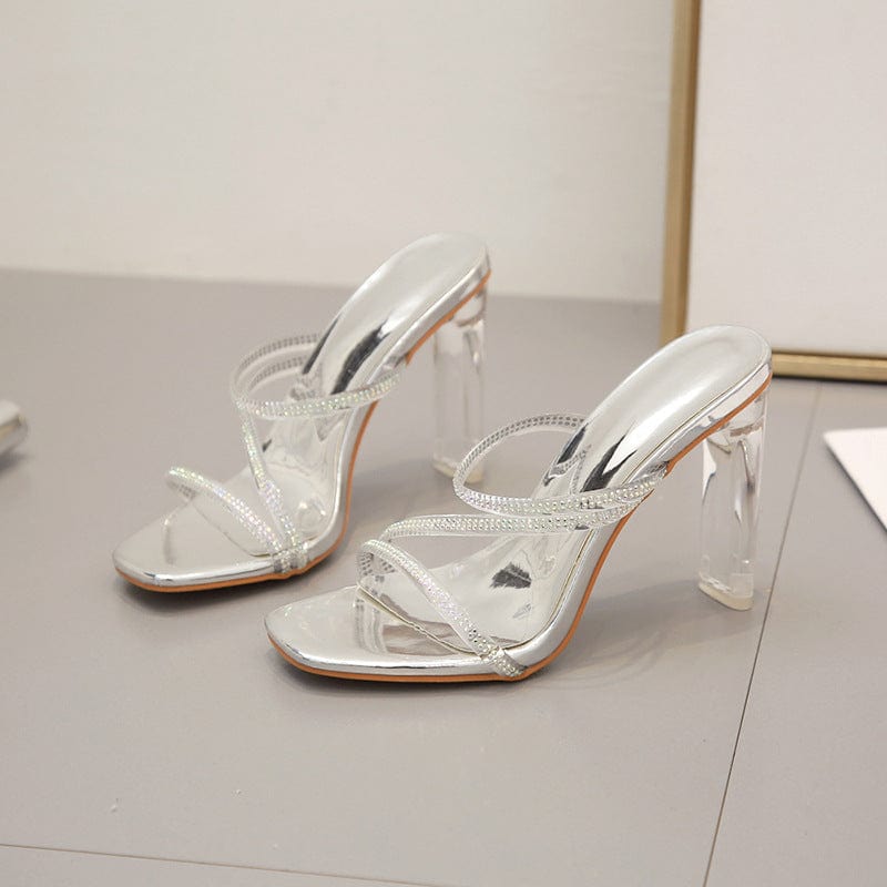 eszy2find women's night club shoes Silver / 41 Rhinestone Waterproof Platform Rome Nightclub Sandals Women