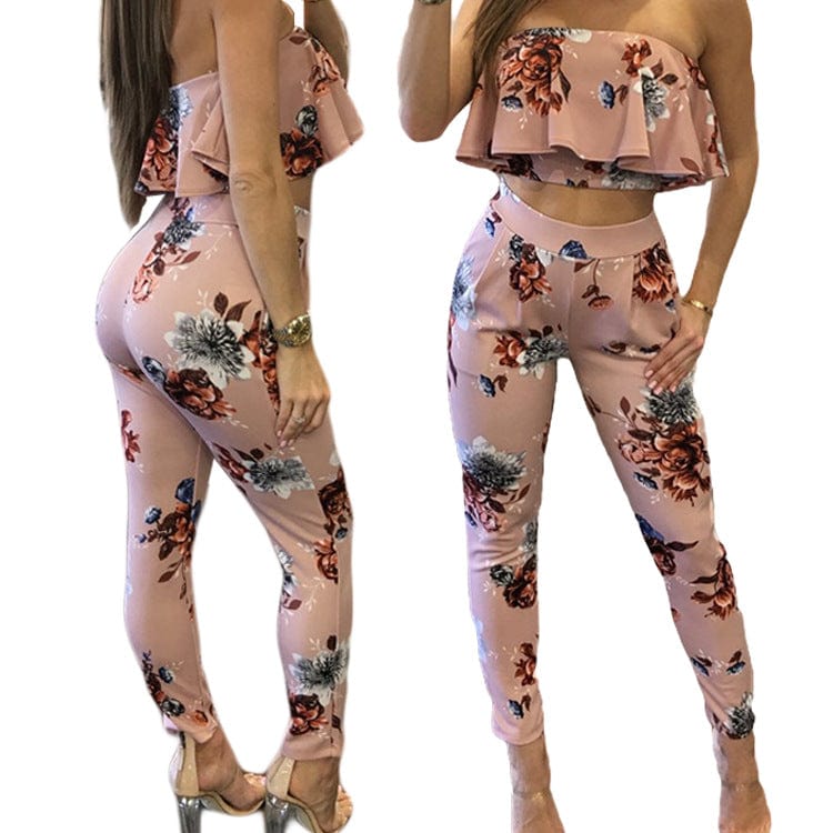 eszy2find womens dress Sexy nightclub digital printing two-piece suit