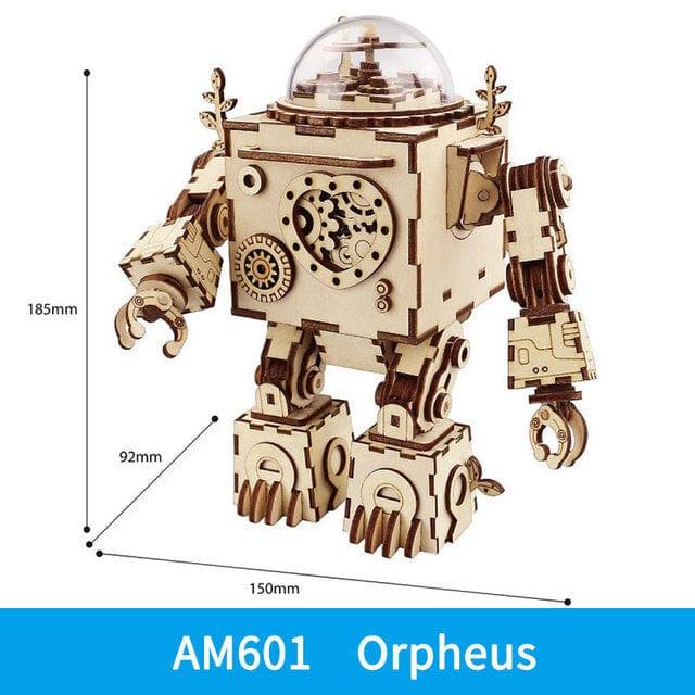 eszy2find Wooden Puzzle AM601 Robotime ROKR Robot Steampunk Music Box 3D Wooden Puzzle Assembled Model Building Kit Toys For Children Birthday Gift