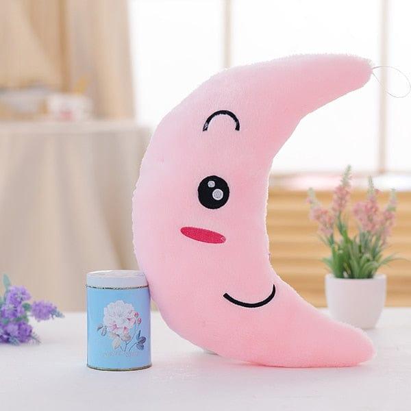 ezy2find 0 38x28x15cm / Pink New Colorful Flashing Moon Plush Toys Sleep Luminous Led Light Cushion Pillow   Doll Birthday Gifts For Kids YYT219