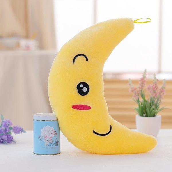 ezy2find 0 38x28x15cm / Yellow New Colorful Flashing Moon Plush Toys Sleep Luminous Led Light Cushion Pillow   Doll Birthday Gifts For Kids YYT219