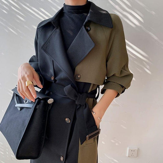 ezy2find 0 Army Green / S European American Top Quality Autumn spring Trench Coat women   Long Coat Simple Chic Classic Female Windbreaker FY112