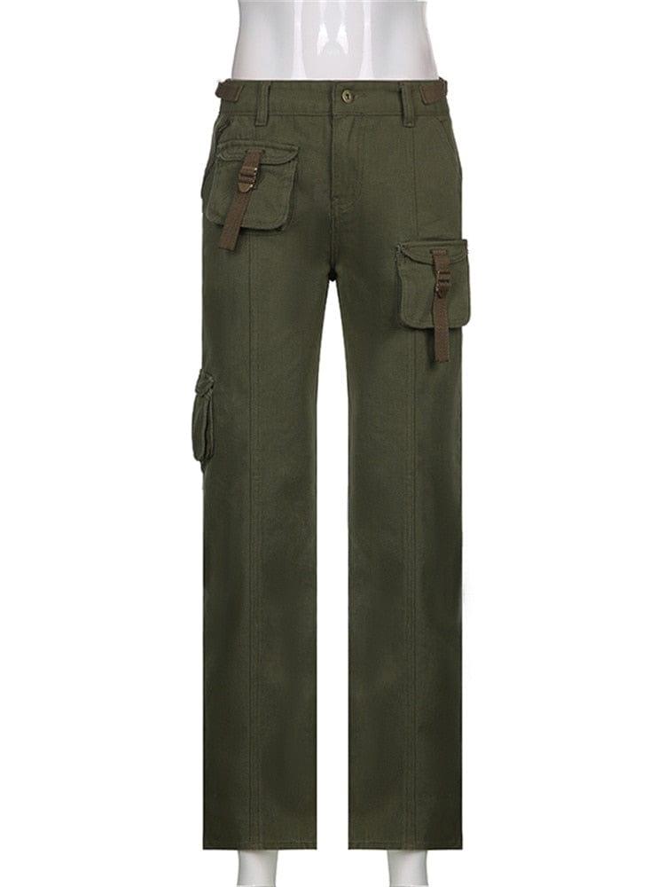 ezy2find 0 Army Green / S Retro  Grunge Cargo Denim Jeans Streetwear Korean Vintage 90s Low Waist Trousers Aesthetic 90s Straight Pants Cuteandpsycho