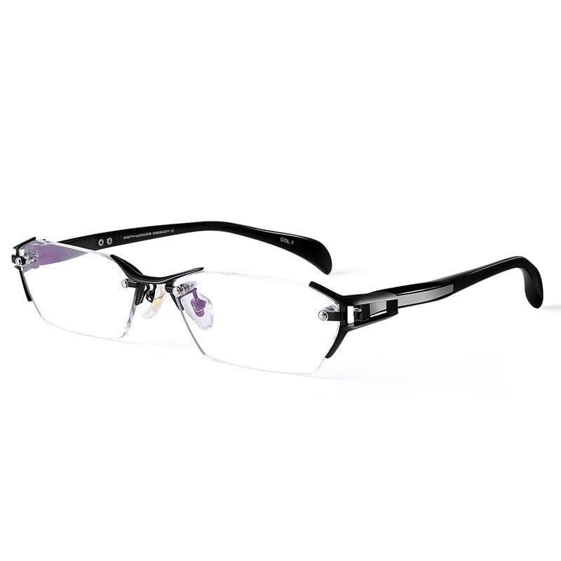 ezy2find 0 Black Glasses Frame Rimless Pure Titanium Glasses Frame Women