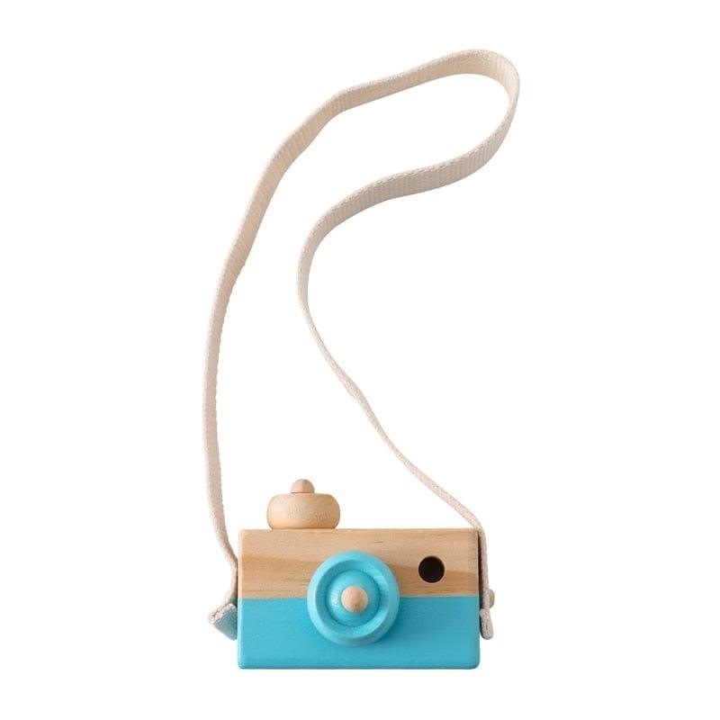 ezy2find 0 Blue  camera Let&#39;s Make 1pc Wooden Baby Toys Fashion Camera Pendant Montessori Toys For Children Wooden DIY Presents Nursing Gift Baby Block