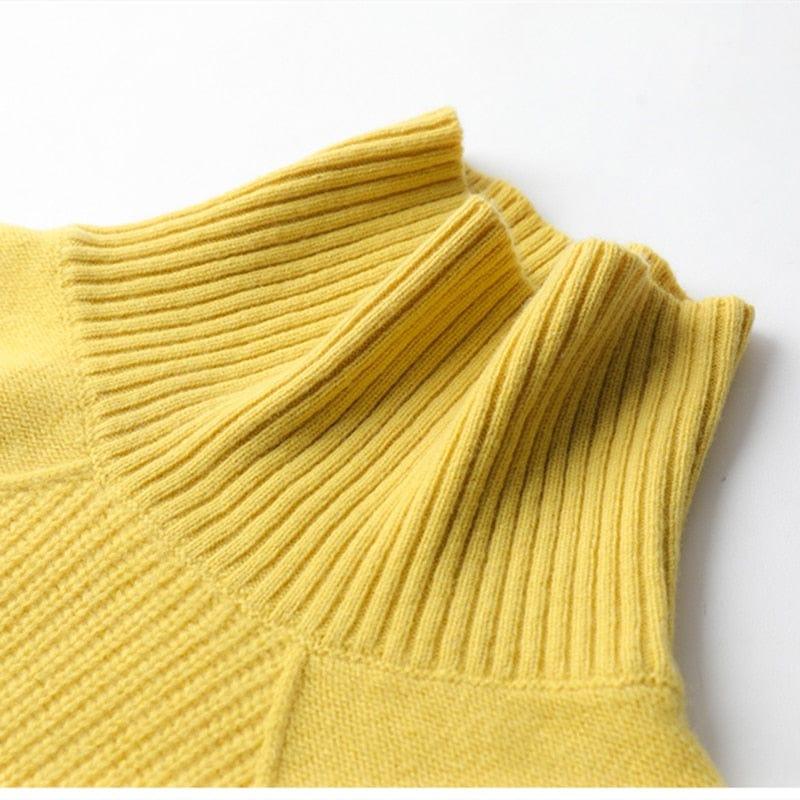 ezy2find 0 Cashmere sweater women turtleneck sweater pure color knitted turtleneck pullover 100% pure wool loose large size sweater women