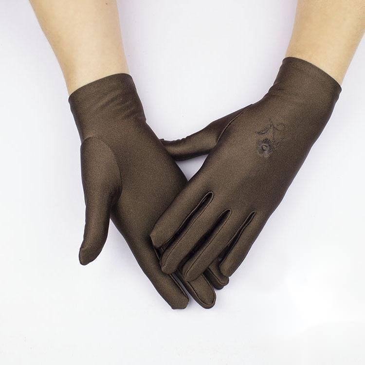 ezy2find 0 Coffee Etiquette embroidered high stretch thin gloves