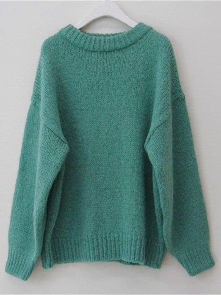 ezy2find 0 Dark Green / One Size 10 Colors Pink Women Sweater Womens Winter Sweaters Pullover Female Knitting Overszie Long Sleeve Loose Knitted Outerwear White