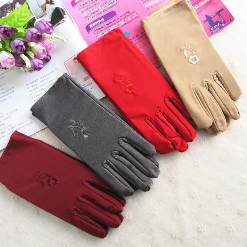 ezy2find 0 Etiquette embroidered high stretch thin gloves