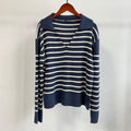 ezy2find 0 Navy blue / M Msfancy Knitted Pullover Women Vintage Black and White Plaid Long Sleeve Sweater 2022 Mujer Chic V-neck Casual Knitted Tops