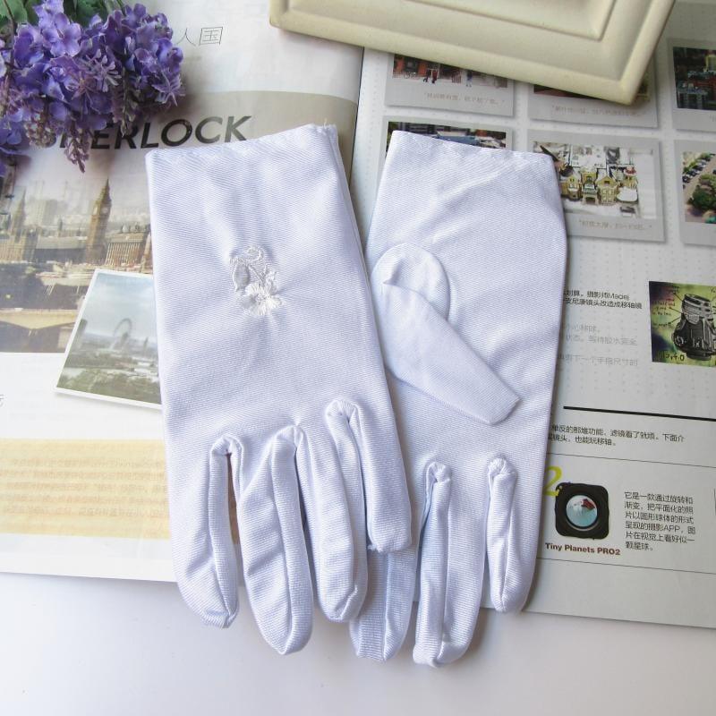 ezy2find 0 White Etiquette embroidered high stretch thin gloves