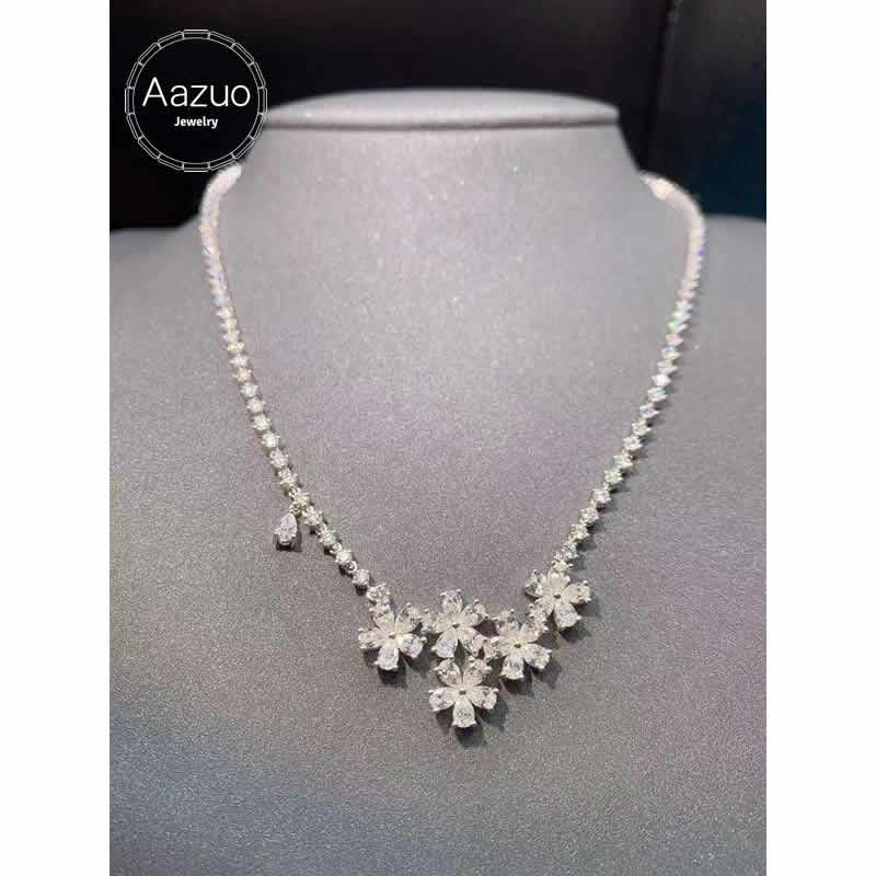 ezy2find 18K Solid White Gold Real Diamonds 5.5ct Aazuo 18K Solid White Gold Real Diamonds 5.5ct H VS Luxury Full Diamonds Choker Necklace 40CM Gifted for Women&Lady High Quality