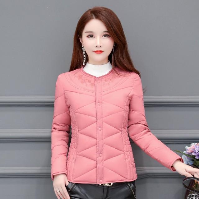 ezy2find 2021 new down jacket liner women's short long-sleeved large size mother's wear thickened warmth and slim down jacket down jacket