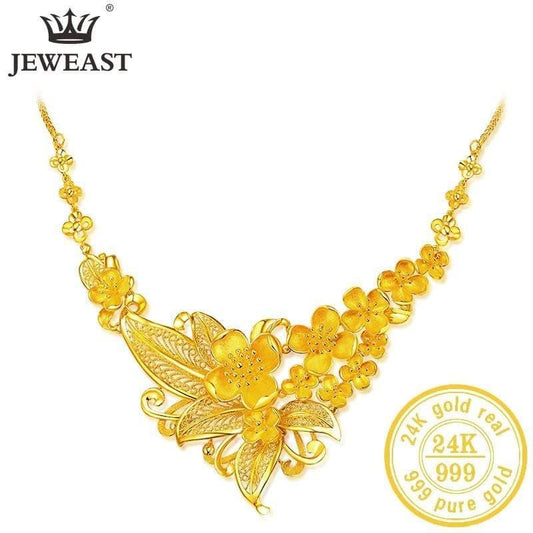 ezy2find 24K Pure Gold Necklace JLZB 24K Pure Gold Necklace Real AU 999 Solid Gold Chain Beautiful Upscale Trendy Classic Party Fine Jewelry Hot Sell New 2020