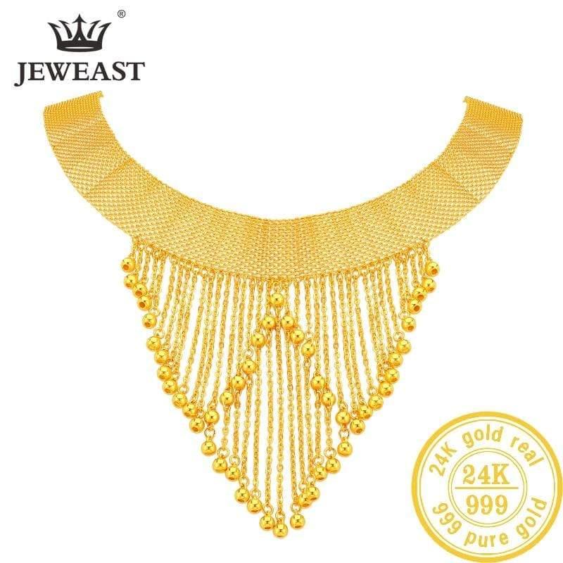 ezy2find 24K Pure Gold Necklace Real AU 999 Solid Gold JLZB 24K Pure Gold Necklace Real AU 999 Solid Gold Chain Beautiful Upscale Trendy Classic Party Fine Jewelry Hot Sell New 2020