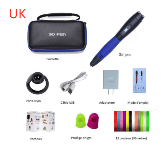 ezy2find 3D Pens Blue package / UK Six generations of 3d printing pens