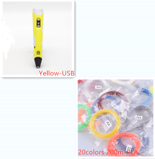 ezy2find 3D Pens Yellow set / USB 3D print pen 3D pen two generation graffiti 3D stereoscopic paintbrush children puzzle painting toys