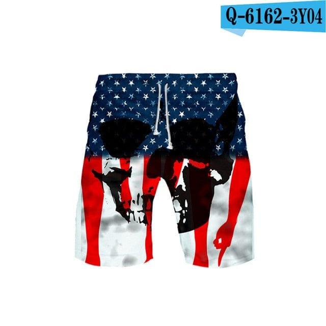 ezy2find 3d-st68 / 4XL Skull Eagle USA Flag 3D Board Shorts Trunks Summer New Quick Dry Beach Swiming Shorts Men Hip Hop Short Pants Beach clothes