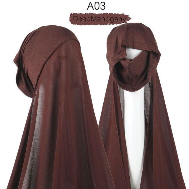 ezy2find A03 Instant Hijab With Cap Heavy Chiffon Jersey Hijab For Women Veil Muslim Fashion Islam Hijab Cap Scarf For Muslim Women Headscarf