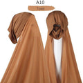 ezy2find A10 Instant Hijab With Cap Heavy Chiffon Jersey Hijab For Women Veil Muslim Fashion Islam Hijab Cap Scarf For Muslim Women Headscarf