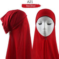 ezy2find A21 Instant Hijab With Cap Heavy Chiffon Jersey Hijab For Women Veil Muslim Fashion Islam Hijab Cap Scarf For Muslim Women Headscarf