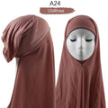 ezy2find A24 Instant Hijab With Cap Heavy Chiffon Jersey Hijab For Women Veil Muslim Fashion Islam Hijab Cap Scarf For Muslim Women Headscarf