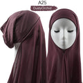 ezy2find A25 Instant Hijab With Cap Heavy Chiffon Jersey Hijab For Women Veil Muslim Fashion Islam Hijab Cap Scarf For Muslim Women Headscarf