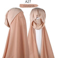 ezy2find A27 Instant Hijab With Cap Heavy Chiffon Jersey Hijab For Women Veil Muslim Fashion Islam Hijab Cap Scarf For Muslim Women Headscarf