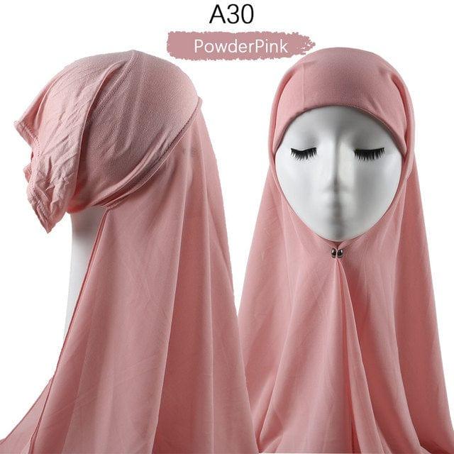 ezy2find A30 Instant Hijab With Cap Heavy Chiffon Jersey Hijab For Women Veil Muslim Fashion Islam Hijab Cap Scarf For Muslim Women Headscarf