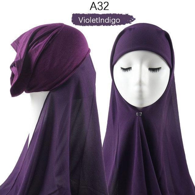 ezy2find A32 Instant Hijab With Cap Heavy Chiffon Jersey Hijab For Women Veil Muslim Fashion Islam Hijab Cap Scarf For Muslim Women Headscarf