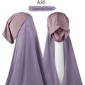 ezy2find A35 Instant Hijab With Cap Heavy Chiffon Jersey Hijab For Women Veil Muslim Fashion Islam Hijab Cap Scarf For Muslim Women Headscarf
