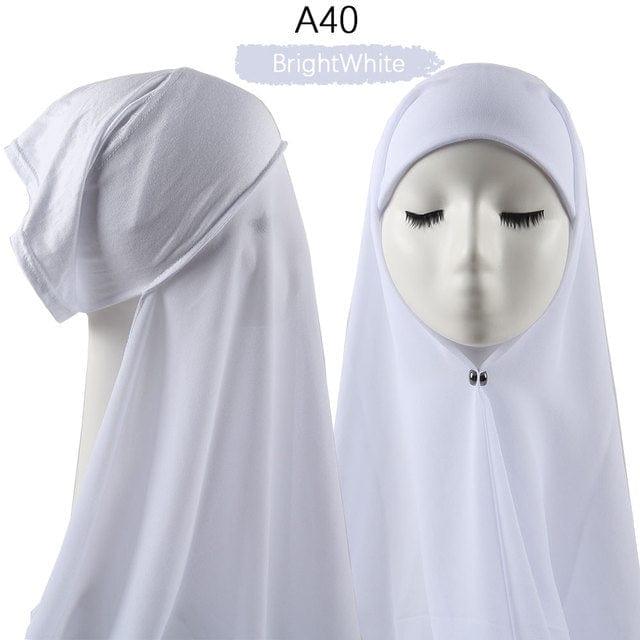 ezy2find A40 Instant Hijab With Cap Heavy Chiffon Jersey Hijab For Women Veil Muslim Fashion Islam Hijab Cap Scarf For Muslim Women Headscarf