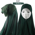 ezy2find A42 Instant Hijab With Cap Heavy Chiffon Jersey Hijab For Women Veil Muslim Fashion Islam Hijab Cap Scarf For Muslim Women Headscarf