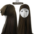 ezy2find A43 Instant Hijab With Cap Heavy Chiffon Jersey Hijab For Women Veil Muslim Fashion Islam Hijab Cap Scarf For Muslim Women Headscarf