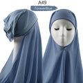 ezy2find A49 Instant Hijab With Cap Heavy Chiffon Jersey Hijab For Women Veil Muslim Fashion Islam Hijab Cap Scarf For Muslim Women Headscarf