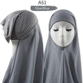 ezy2find A51 Instant Hijab With Cap Heavy Chiffon Jersey Hijab For Women Veil Muslim Fashion Islam Hijab Cap Scarf For Muslim Women Headscarf