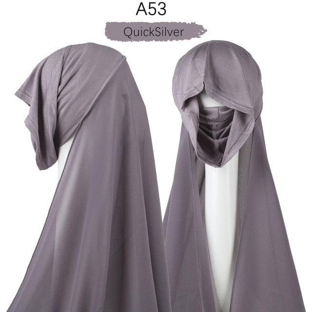 ezy2find A53 Instant Hijab With Cap Heavy Chiffon Jersey Hijab For Women Veil Muslim Fashion Islam Hijab Cap Scarf For Muslim Women Headscarf