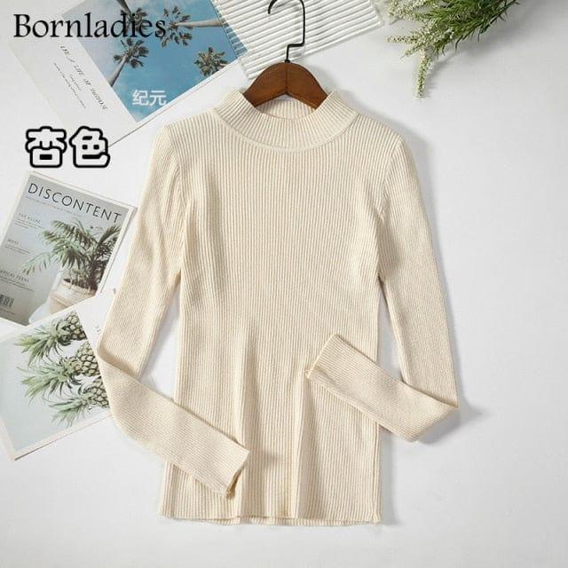 ezy2find Apricot / One Size Bornladies Autumn Winter Basic Turtleneck Knitting Bottoming Warm Sweaters 2022 Women&