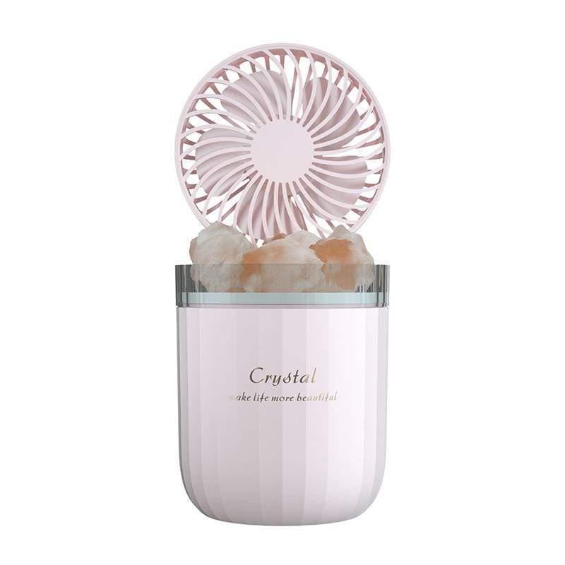 ezy2find Aroma therapy Humidifier Pink / USB Portable Crystal Aromatheraphy Humidifier USB Wireless Aroma Essential Oil Diffuser With Adjustable Fan Warm Light Air Cooler