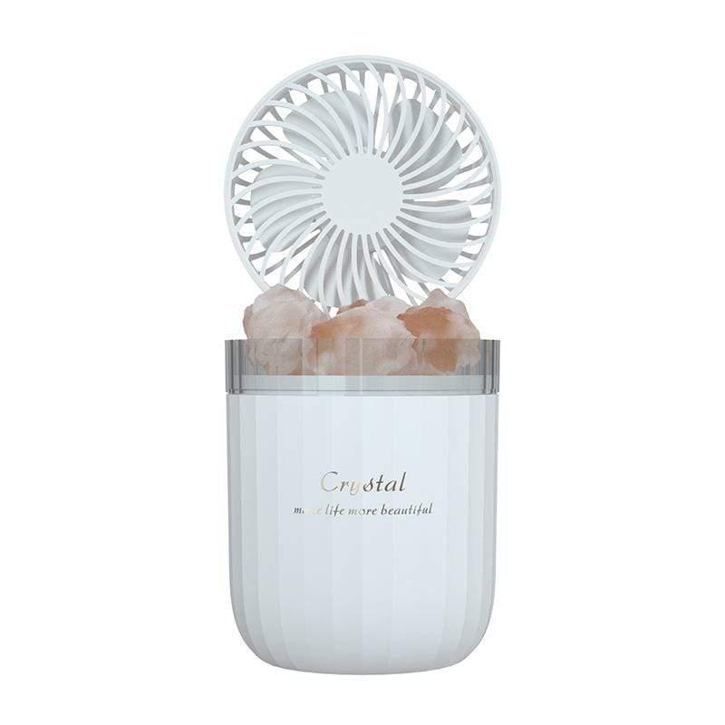 ezy2find Aroma therapy Humidifier White / USB Portable Crystal Aromatheraphy Humidifier USB Wireless Aroma Essential Oil Diffuser With Adjustable Fan Warm Light Air Cooler
