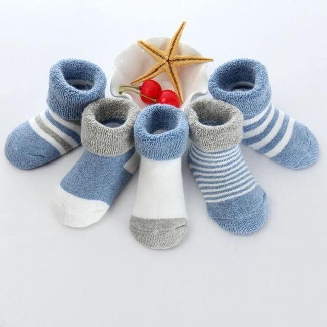 ezy2find baby booties Dark Blue 5Pair / 0-4 months 5 Pair/lot new cotton thick baby toddler socks autumn and winter warm baby foot sock