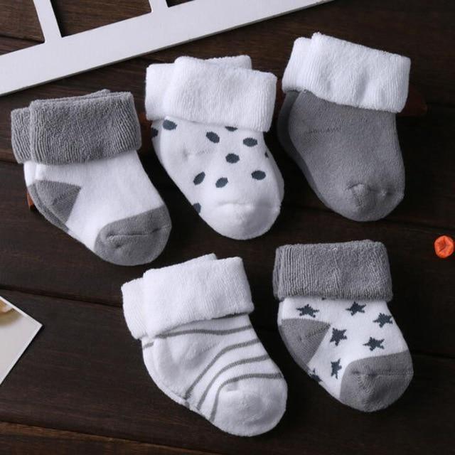 ezy2find baby booties Gray 5 Pair / 0-4 months 5 Pair/lot new cotton thick baby toddler socks autumn and winter warm baby foot sock