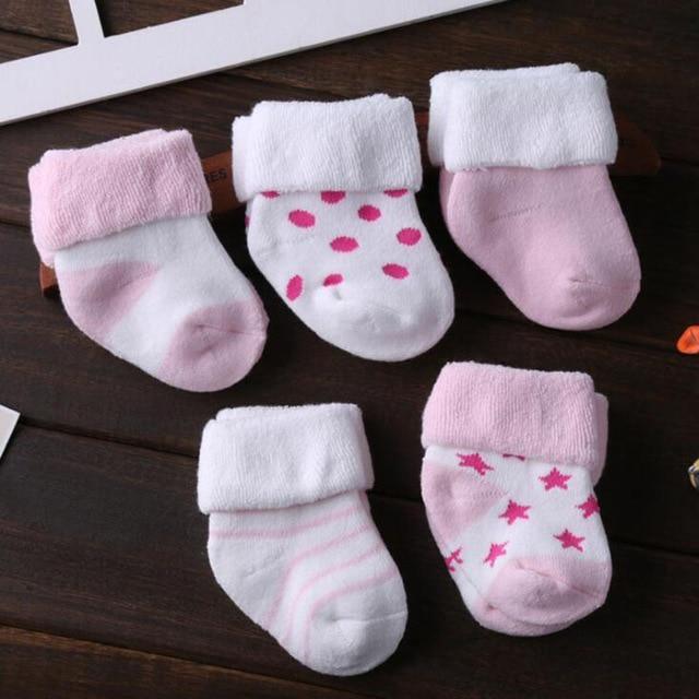 ezy2find baby booties Pink 5 Pair / 0-4 months 5 Pair/lot new cotton thick baby toddler socks autumn and winter warm baby foot sock