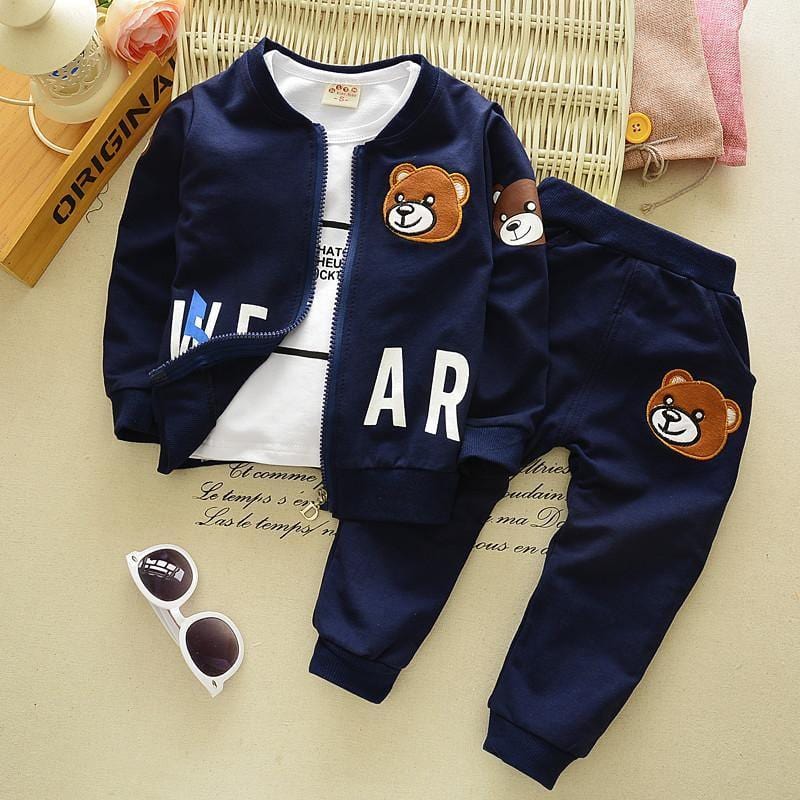 ezy2find baby clothing Bear Navy / 80cm Three-piece baby and children long sleeve