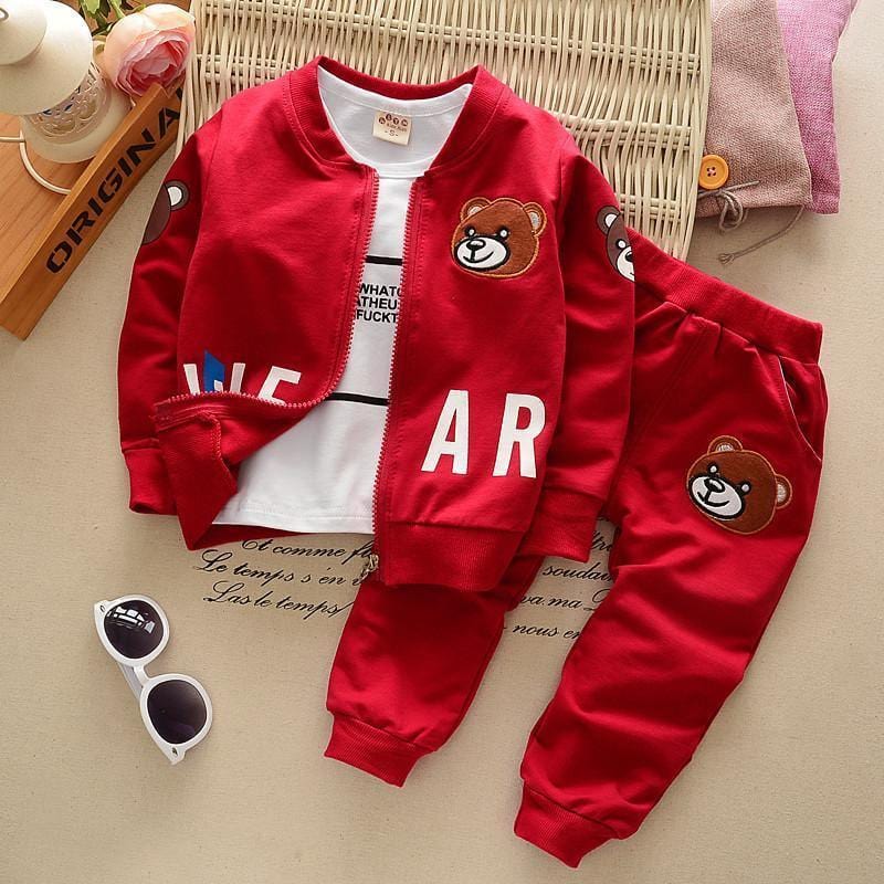 ezy2find baby clothing Bear wine red / 110cm Three-piece baby and children long sleeve