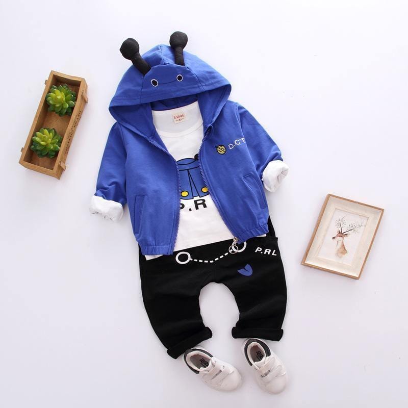 ezy2find baby clothing Beetle blue / 100cm Three-piece baby and children long sleeve