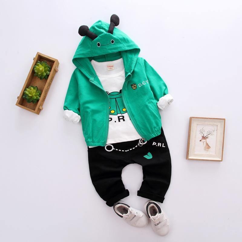ezy2find baby clothing Beetle green / 110cm Three-piece baby and children long sleeve