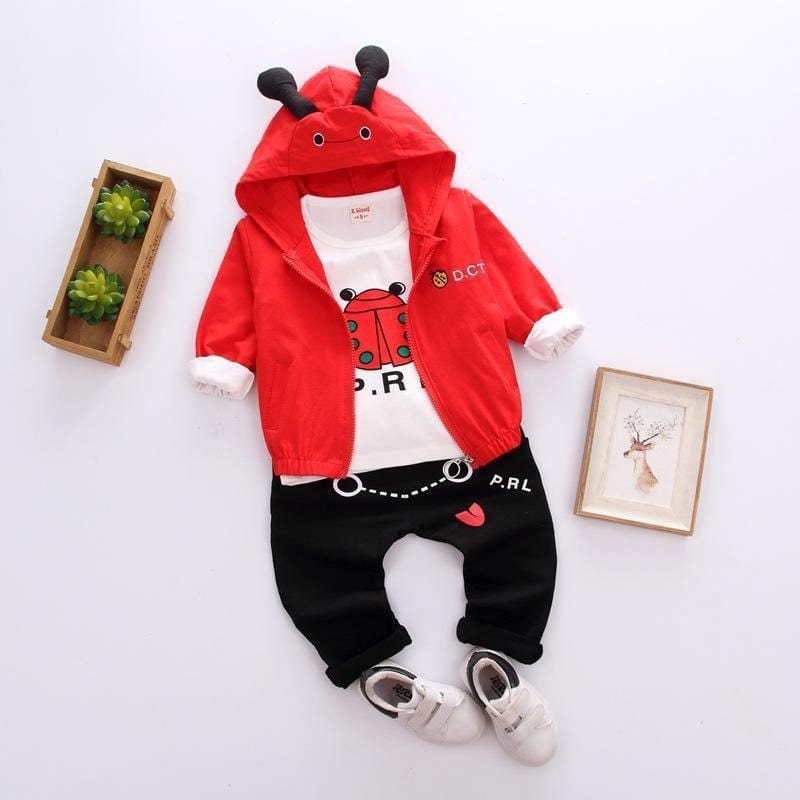 ezy2find baby clothing Beetle red / 110cm Three-piece baby and children long sleeve