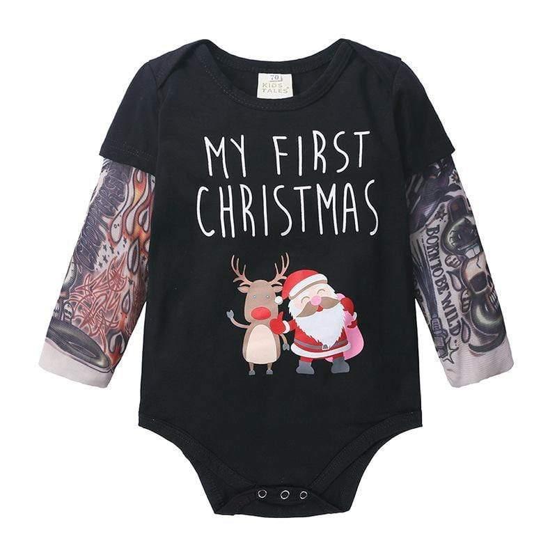 ezy2find baby clothing Black / 100 Baby long sleeve tattoo print jumpsuit