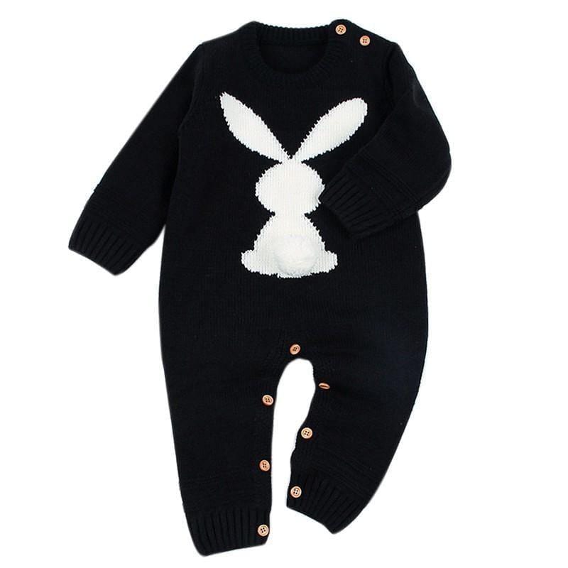 ezy2find baby clothing Black / 80cm Rabbit knit jumpsuit